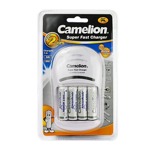 Camelion супер быстрое зарядное устройство для AA / AAA батареи с 4 шт alwaysready 2300mAh Ni-MH AA аккумуляторные батареи