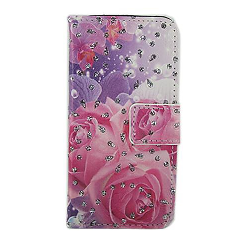 Pink Rose Pattern PU Leather Full Body Cover with Stand for Nokia Lumia 520