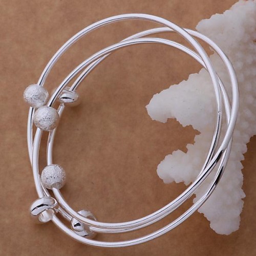 New Fashion Jewelry Women's  925 Sterling Silver Plated Charm Bangle BB-075