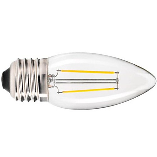 Dimmable E27  2W 2X Epistar COB 200LM 2800-3200K Warm White LED Filament Candle  Bulb(AC 220V)