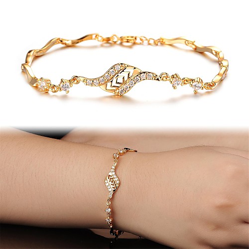 Beautiful 18 K Gold Plating Mosaic AAA Zircon Ms Gold Fine Bracelet