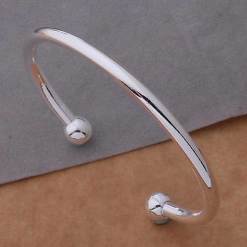 New Fashion Jewelry Women's 925 Sterling Silver Plated Charm Cuff Bangle BB-049