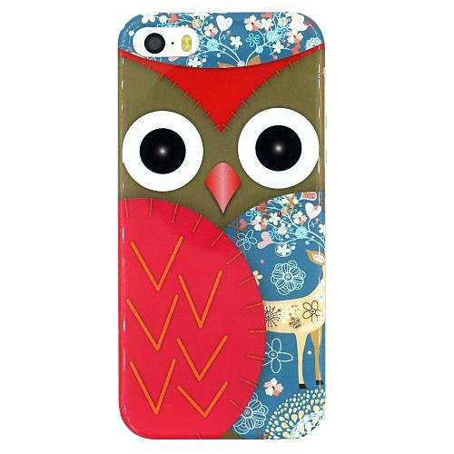 Cute Owl And Sika Deer Pattern TPU Material Soft Back Cover Case for iPhone 5/5S