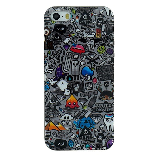 The Scrap Scrawl Pattern TPU Material Soft Back Cover Case for iPhone 5/5S