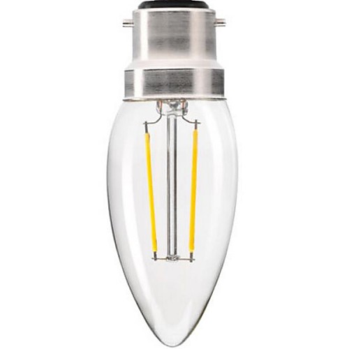 Dimmable B22  2W 2X Epistar COB 200LM 2800-3200K Warm White LED Filament Candle  Bulb(AC 220V)