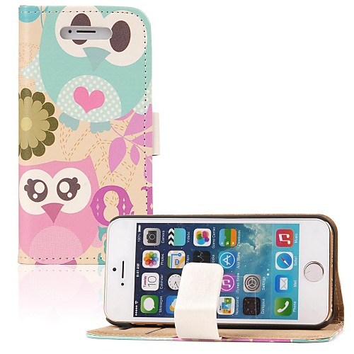 Love Owl PU Leather Full Body Case with Stand and Card Slot for iPhone 5/5S