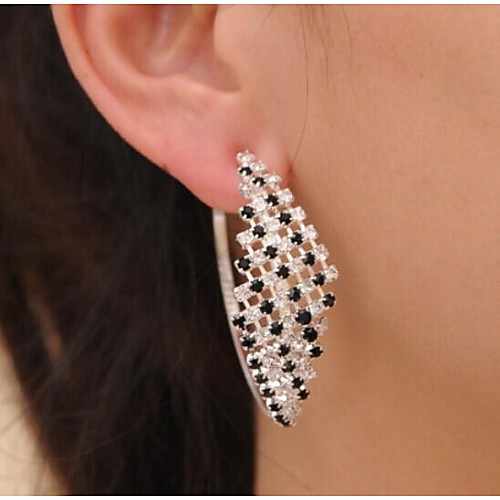 Love Is Your Queen Feelings in Black And White Diamond Exaggerated Big Earrings