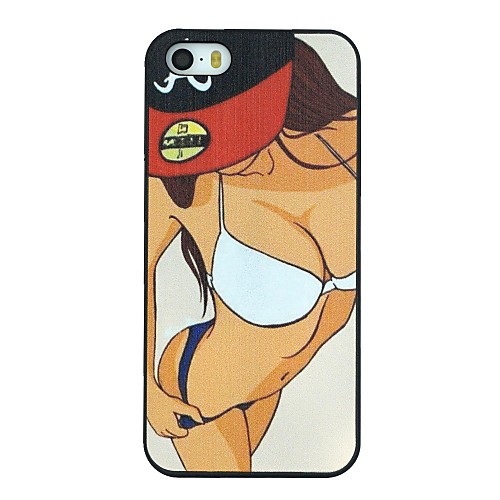 The Sexy Girl Wearing White Bikini And Peak Cap Pattern PC Hard Back Cover Case for iPhone 5/5S