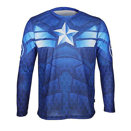 Arsuxeo Captain America Long Sleeve Cycling Jersey Quick Drying