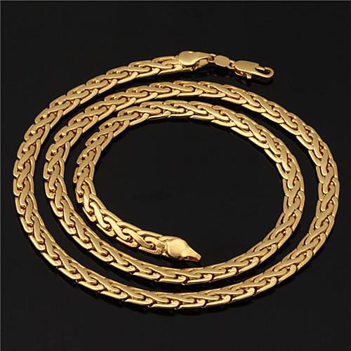 u7 мужская высокое качество 18-каратного золота заполнены Фигаро коренастый ожерелья цепи 6мм 55см с 18k печатью