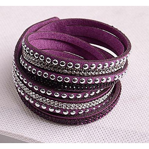 Leather Bracelets Twice New Arrivals Popular Copper Piece Diamond Dark Purple boots