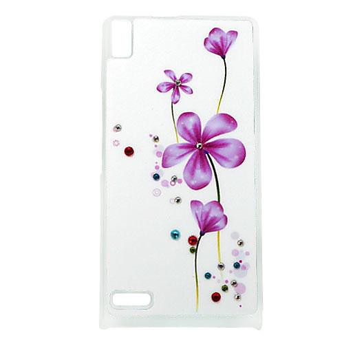 Violet Pattern Rhinestone Jewelry Hard Case for Huawei Ascend P6