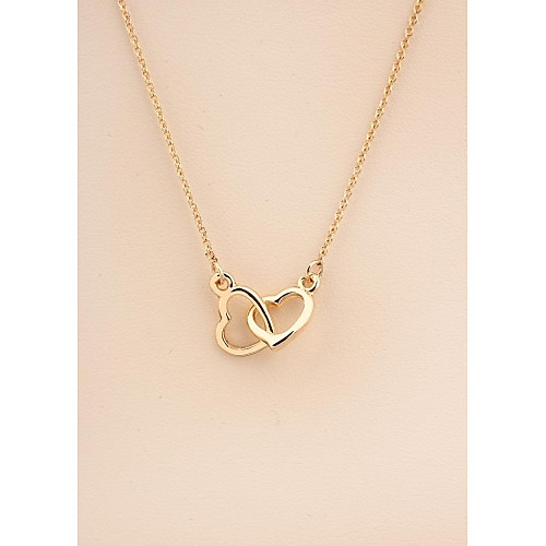 моды короткий Корея милый два сердца 18k позолоченные ожерелья для женщин в подарок ювелирных изделий