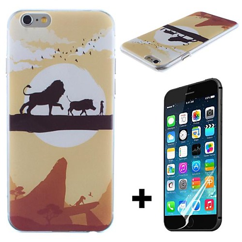 Sunset Lion King Transparent Pattern Hard with Screen Protector Cover for iPhone 6