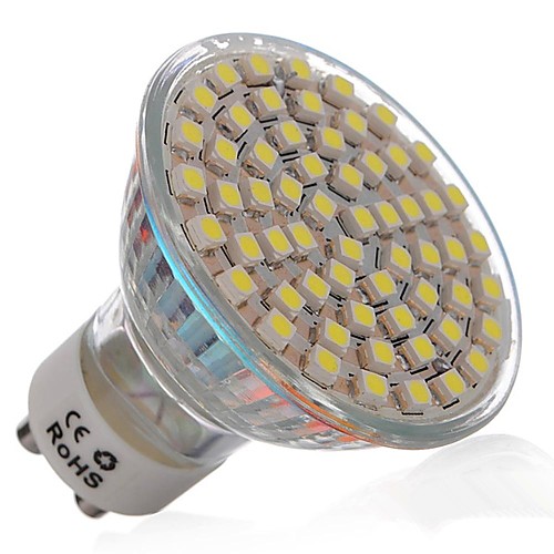 gu10 3w 60x3528smd 270lm 6000-6500k холодный белый свет водить пятна лампочку (110-130V)