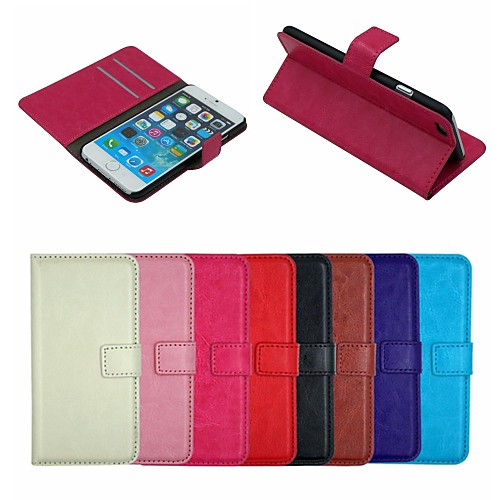 Crazy Horse Leather Wallet Full Body Case Flip Leather Stand Cover with Card Holder for iPhone 6 (Assorted Colors)