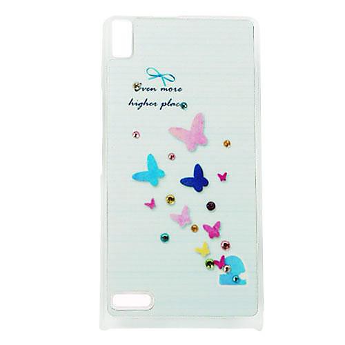 Dream Butterflies Pattern Rhinestone Jewelry Hard Case for Huawei Ascend P6