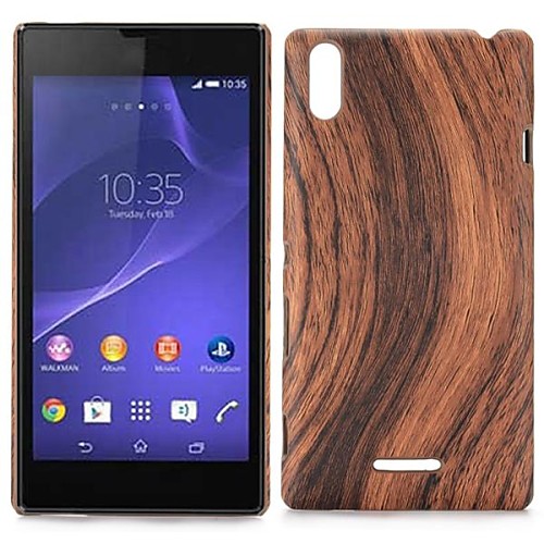 Wood Grain Pattern Leather Coated Hard Case for Sony Xperia T3 M50W D5102 D5103 D5106(Assorted Colors)