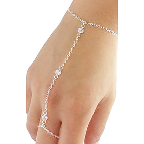 Classic White Crystal Silver Ring Bracelet(1 Pc)