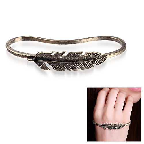 Vintage Alloy Metal Bronze Leaf Palm Bangle