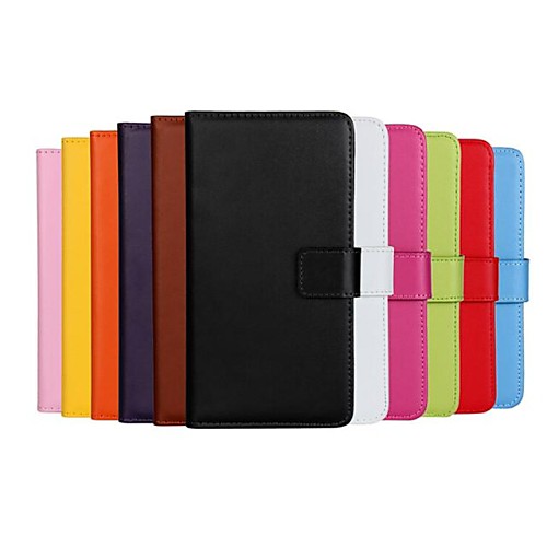 Solid Color Pattern Genuine Leather Full Body Case with Stand and Card Slot for Nokia Lumia 930