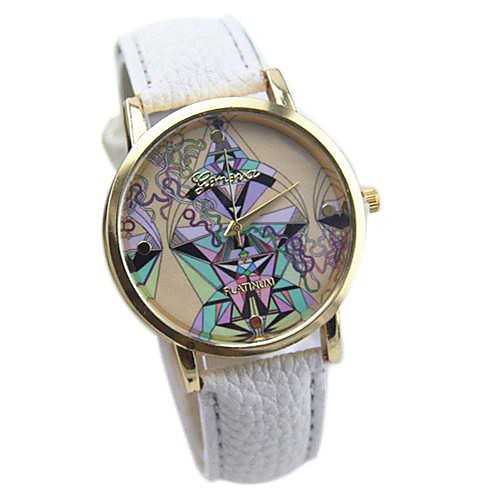 Women's Multicolor Print Bohemia Style PU Leather Band Analog Quartz Wrist Watch (Assorted color)