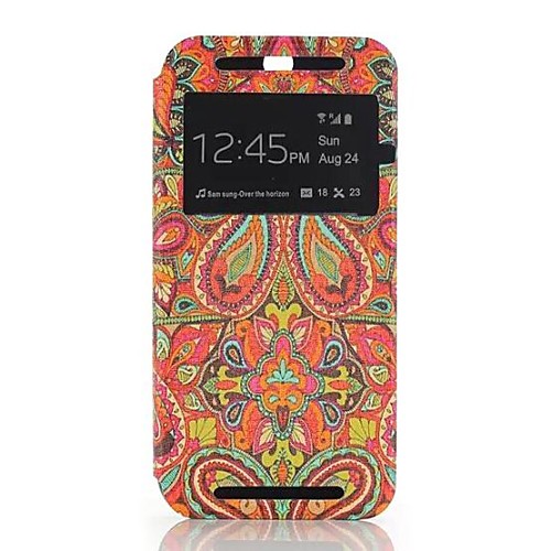 Decorative pattern One Window Clamshell PU Leather Full Body Case for HTC One M8