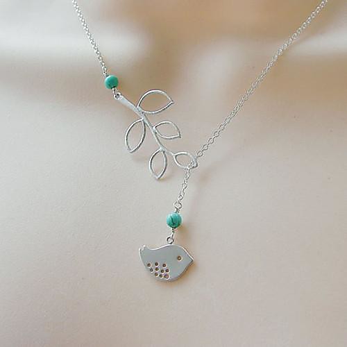 shixin одежды (дерево, птица) драгоценный камень сплав крошечный ожерелье (серебро) (1 шт)