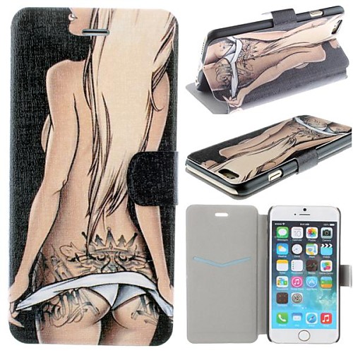 Sexy Female Tattoo Pattern PU Leather Full Body Cover with Card Slot for iPhone 6