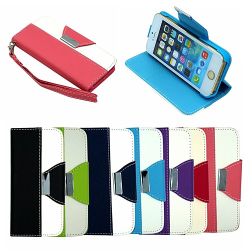 Leather Wallet Case Flip Leather Stand Cover with Card Holder for  iPhone 5/5S (Assorted Colors)