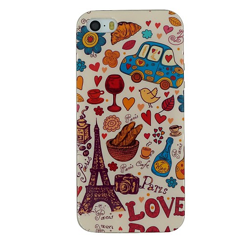 The Tower And Cartoon Scrawl Pattern TPU Material Soft Back Cover Case for iPhone 5/5S