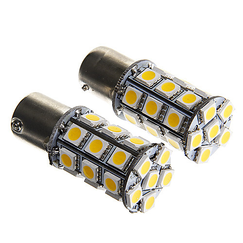 1156 6 Вт 27x5050 SMD теплый белый свет лампы для автомобилей тормозной лампы (DC12V 2шт)