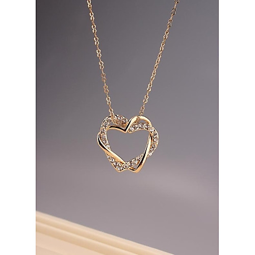 мода ол два сердца 18k позолоченные ожерелья для женщин в подарок ювелирных изделий