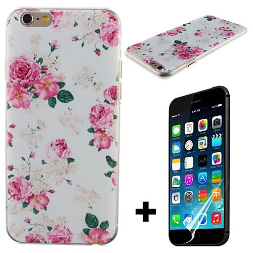 Beautiful Rose Flower Pattern Hard with Screen Protector Cover for iPhone 6