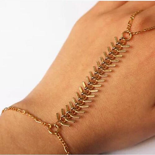 Women's  Fashion Personality Fishbone Connect Fingers Chain  Bracelets