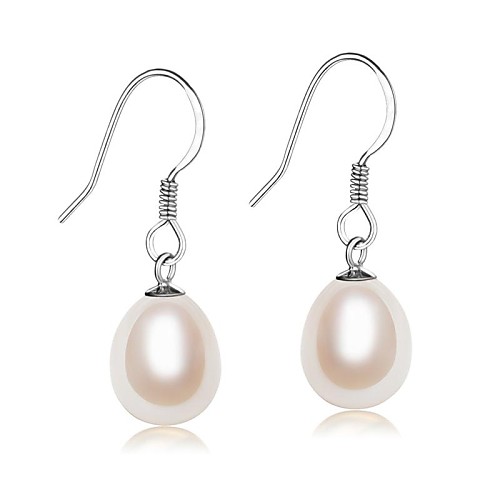 BRI.R Fashion AAA S925 Silver  Natural Pearl Drop  Earrings  --Pure Love