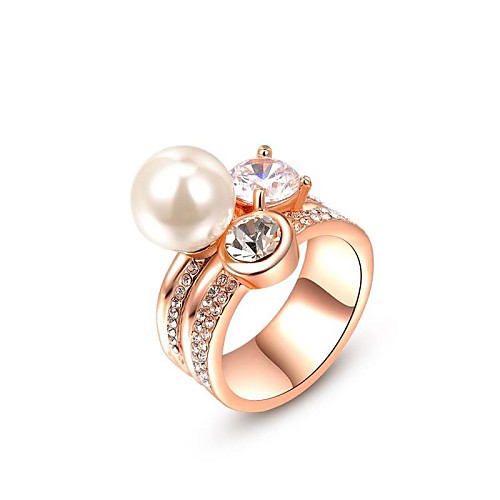 Fashion Pearl Rings For Women Elegant Stainless Steel Ring Birthday Gift Pearl Jewelry New 2014