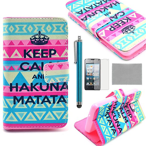 COCO FUN Calm Tribal Carpet Pattern PU Leather Full Body Case with Screen Protector, Stylus and Stand for Huawei Y300