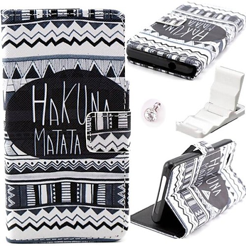 Matata Tribal Lines Pattern PU Leather Case and Mini Display Stand with Diamond Dust Plug for Sony Z1 Mini