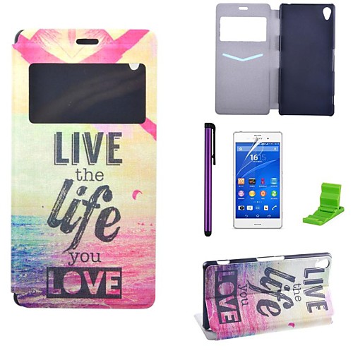 Live Life Sea Pattern PU Leather Case with Screen Protector,Stylus and Stand for Sony Xperia Z3 L55T