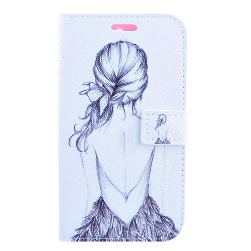 Girl' Back Pattern PU Leather Full Body Cover with Stand for Huawei G610