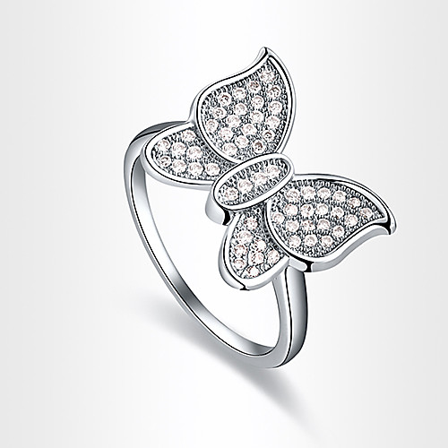 European Butterfly Shape Silver Plated Statement Rings(1 Pc)