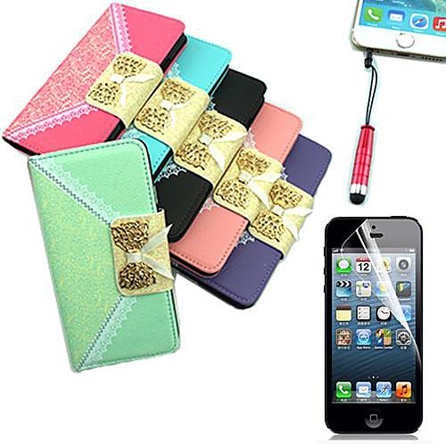 Colorful Flower Pattern PU Leather Cover with Card Slot with Touch Pen and Protective Film for iPhone 6(Assorted Colors)