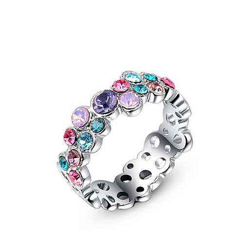 Party Jewelry Classic Austrian Crystals Rose/White Gold Plated Colorful Stones Ring