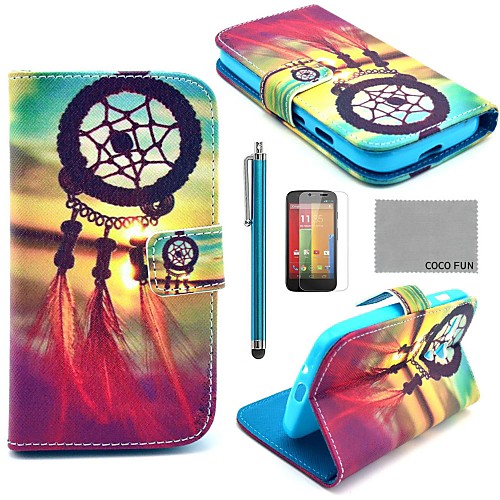 COCO FUN Chinese knot Pattern PU Leather Full Body Case with Screen Protector, Stylus and Stand for Motorala Moto G