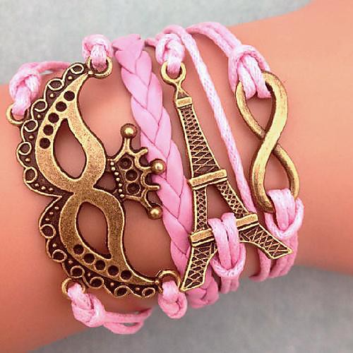 Western Vintage 20cm Women's Pink Coppery Eiffel Tower Bracelet Alloy Wrap Bracelet(1Pc)