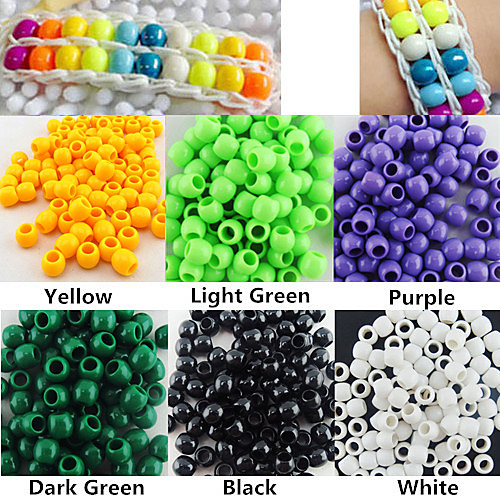 Approx 100PCS 8x9MM Pearlescent Pony Beads For Rainbow Loom Bracelet DIY Accessories(Assorted Color)