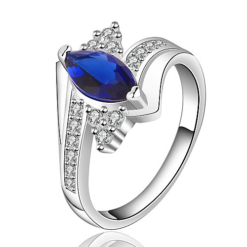 Women's Silver-plated Sweet Elegent Luxury Diamond Ring