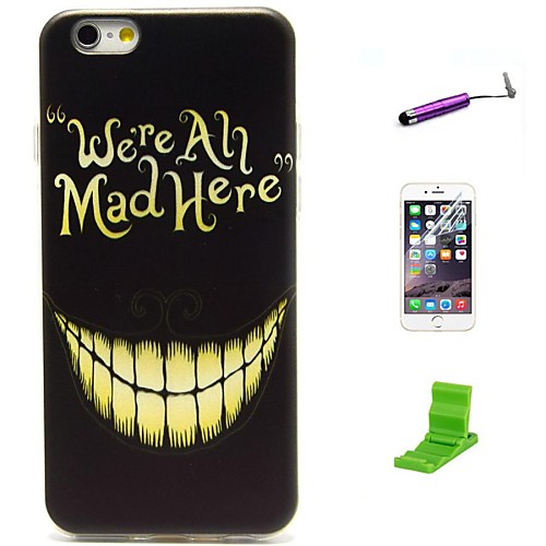 Smile Yellow Teeth Pattern TPU Soft with Screen Protector and Stylus for iPhone 6