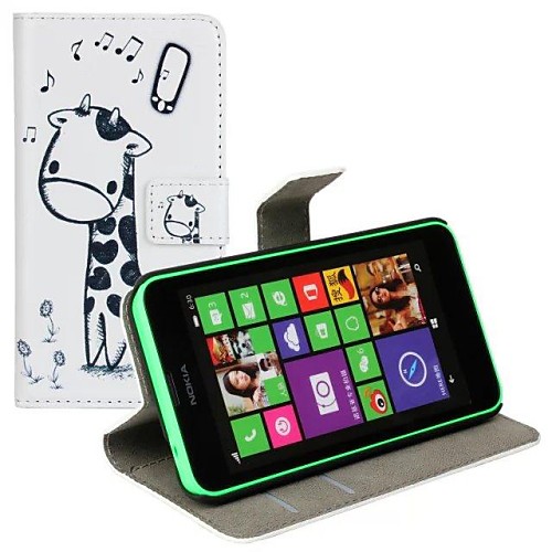 Wallet Style Cartoon PU Leather Full Body Case with Stand and Card Slot for Nokia Lumia 630/635